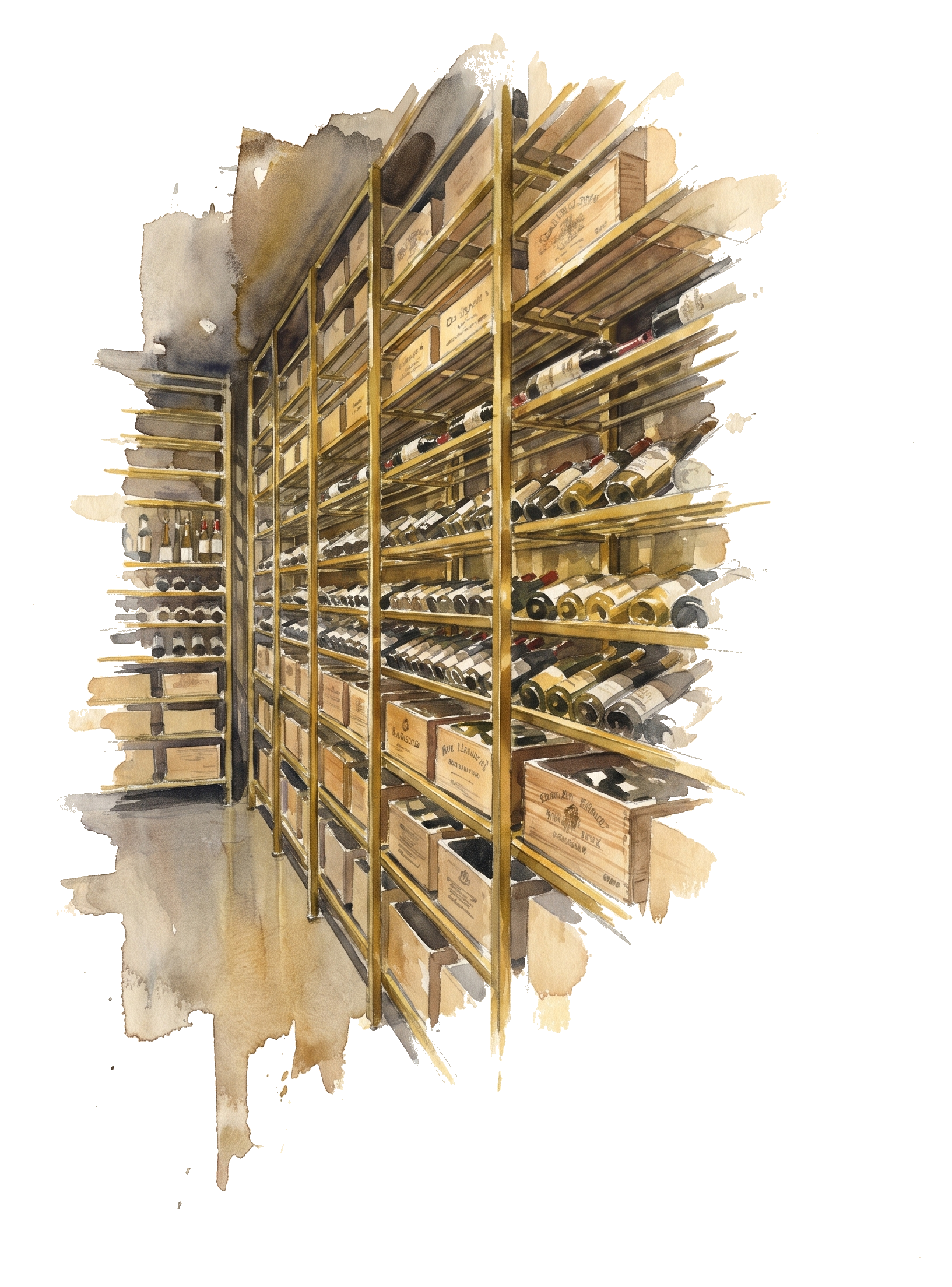 A cream cellar corridor, daylight at the far arch.